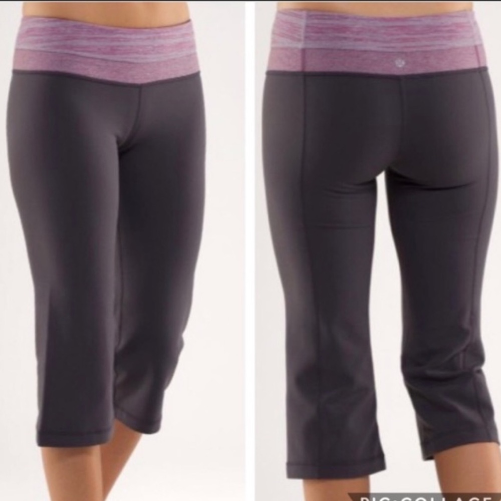 Lululemon Groove Crop Reversible Pants / Leggings Size 6 Gray
